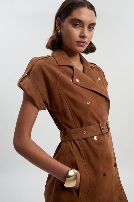 Suede Utility Mini Dress - Image 2