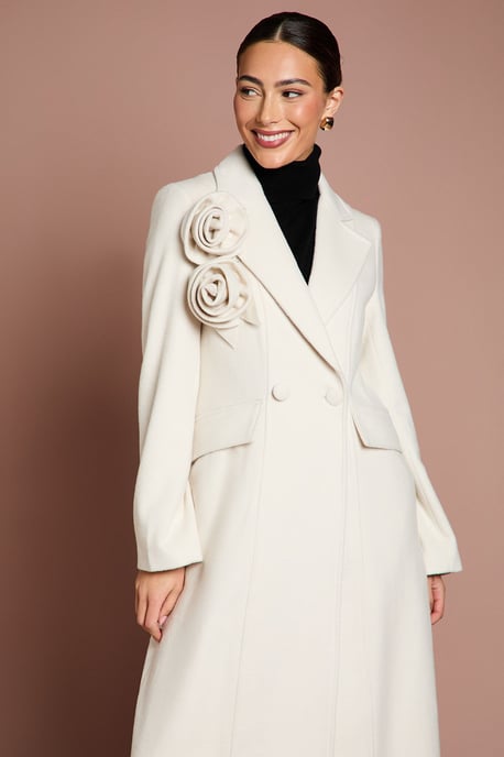 Lisa Tan Occasion Floral Detail Longline Coat - Image 4