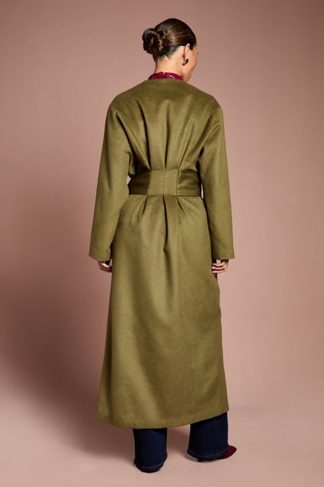 Lisa Tan Occasion Waist Detail Belted Coat - Image 3