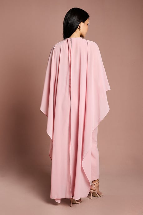 Petite Ruffle Chiffon Cape Crepe Maxi Dress - Image 3