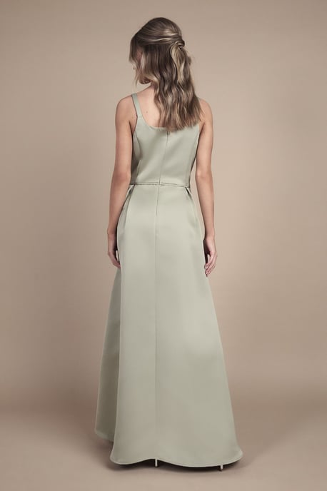 Teen Structured Satin Full Skirted Bridesmaid Dress - Image 3