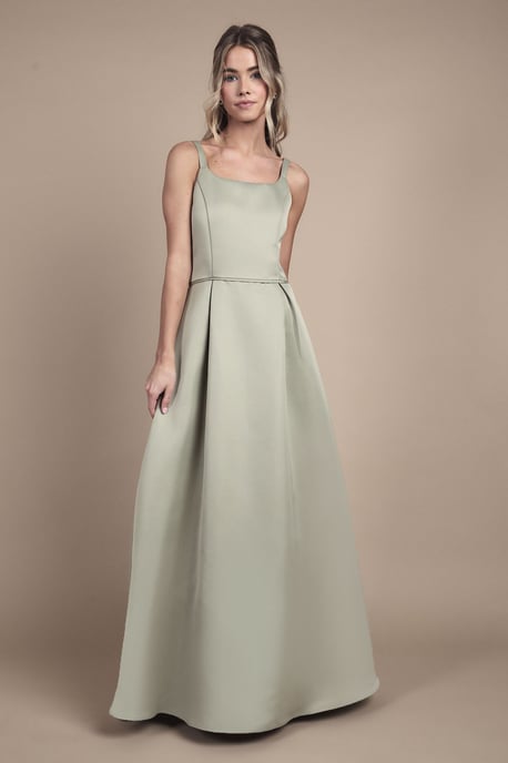 Teen Structured Satin Full Skirted Bridesmaid Dress - Image 4