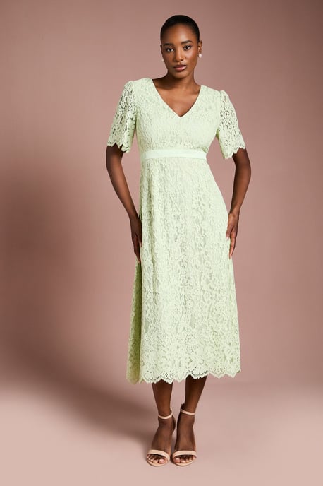 Lace Angel Sleeve Midi Dress - Image 1