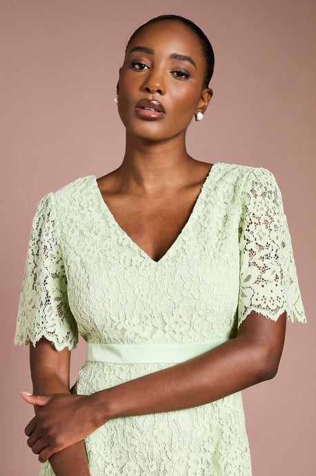 Lace Angel Sleeve Midi Dress - Image 4