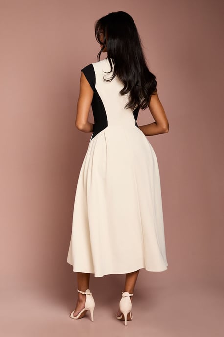 Petite Crepe colour Block Midi Dress - Image 3