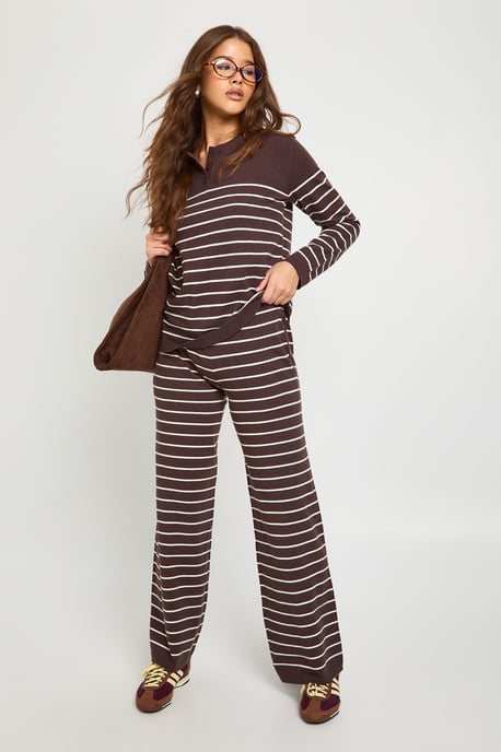 Stripe Knitted Button Jumper and Trouser Co-Ord - Image 3