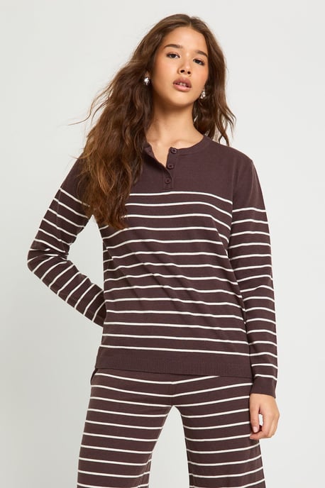 Stripe Knitted Button Jumper and Trouser Co-Ord - Image 4