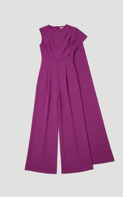 Tailored Drape Cape Wide Leg Jumpsuit - Image 4