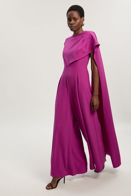Tall Tailored Drape Cape Wide Leg Jumpsuit - Image 1