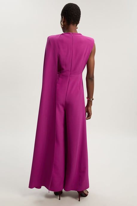 Tall Tailored Drape Cape Wide Leg Jumpsuit - Image 3