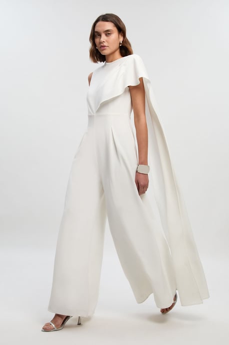 Tailored Drape Cape Wide Leg Jumpsuit - Image 2