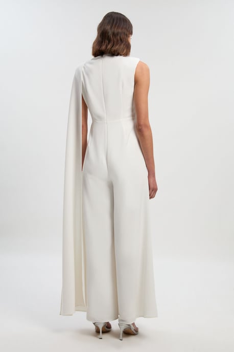 Tailored Drape Cape Wide Leg Jumpsuit - Image 4