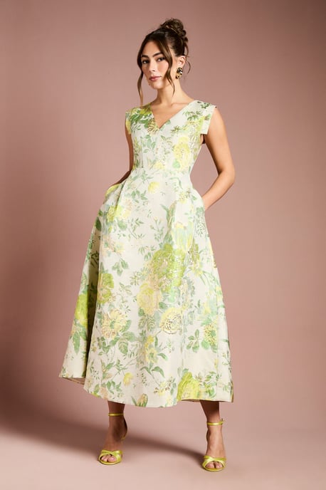 Floral Jacquard Midi Dress - Image 1