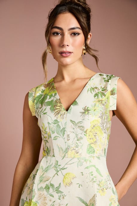 Floral Jacquard Midi Dress - Image 2