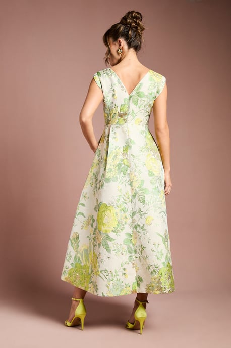 Floral Jacquard Midi Dress - Image 3