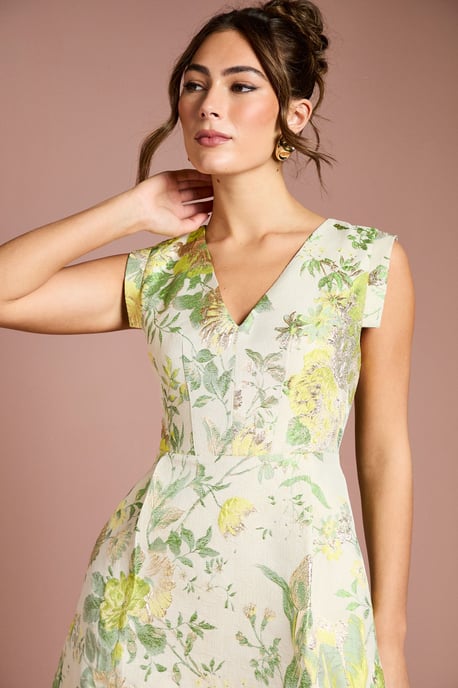 Floral Jacquard Midi Dress - Image 4