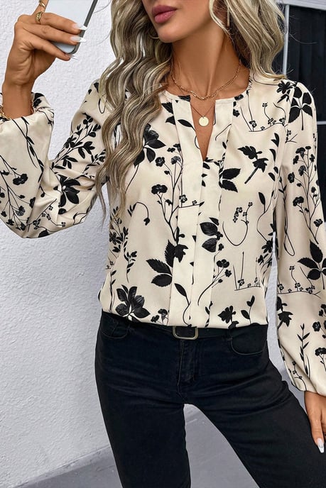 Blommönstrad långärmad blus - Image 6