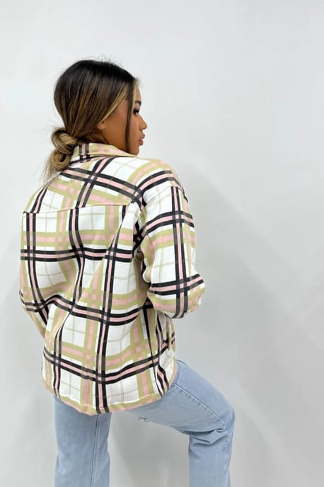 Check Print Fashionable Button Up Pocket - Image 3