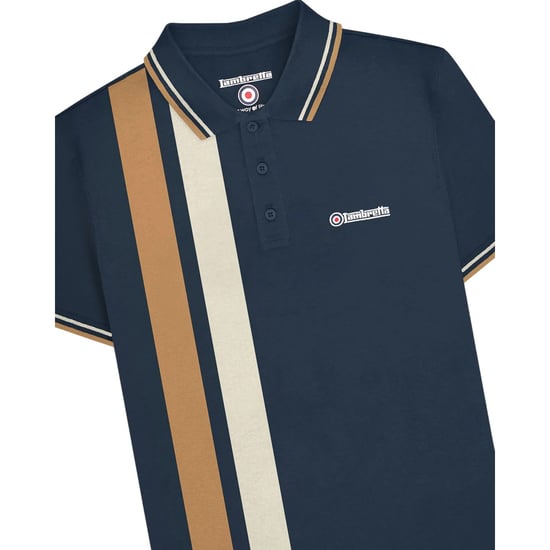 Lambretta Heren SS25 Verticaal Gestreept Poloshirt (Marine) - Image 3
