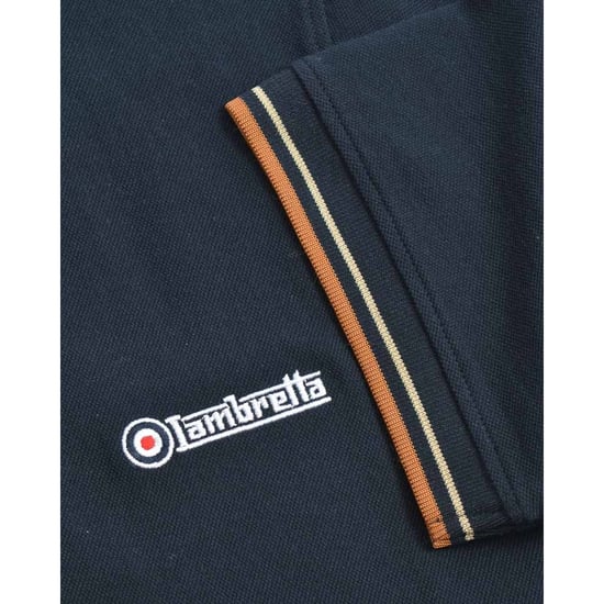 Lambretta Heren SS25 Verticaal Gestreept Poloshirt (Marine) - Image 5