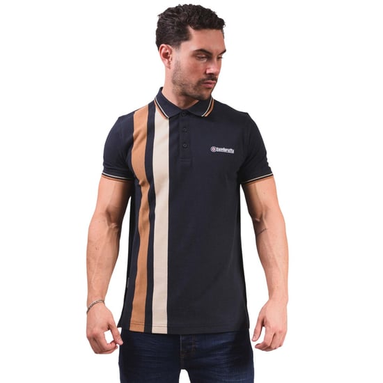 Lambretta Heren SS25 Verticaal Gestreept Poloshirt (Marine) - Image 6