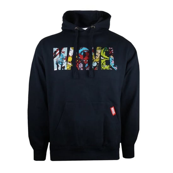 Marvel Huvtröja med logotyp med tecken för män (Marinblått) - Image 1