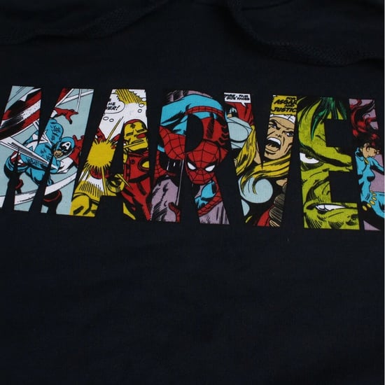 Marvel Huvtröja med logotyp med tecken för män (Marinblått) - Image 3