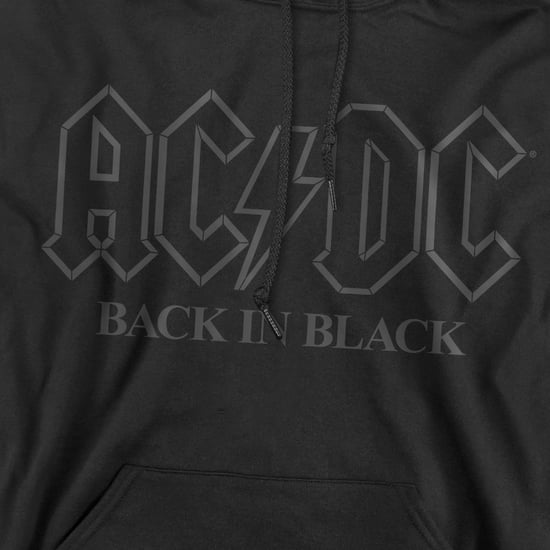AC/DC Mens Back In Black Outline Hoodie (Black) - Image 3