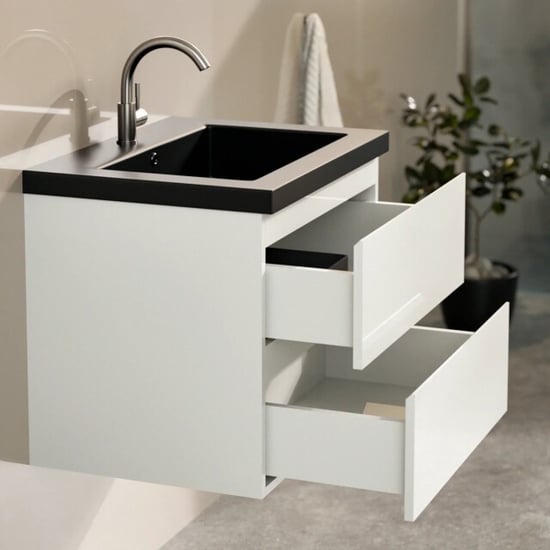 Mirlux Badkamermeubel karo 60cm wit wastafel zwart - Image 3