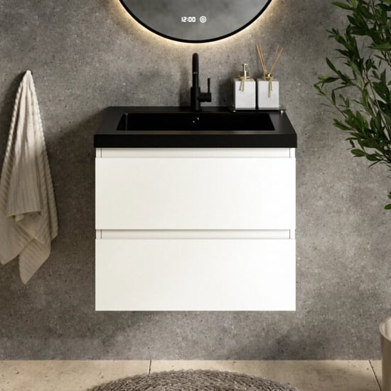 Mirlux Badkamermeubel karo 60cm wit wastafel zwart - Image 4