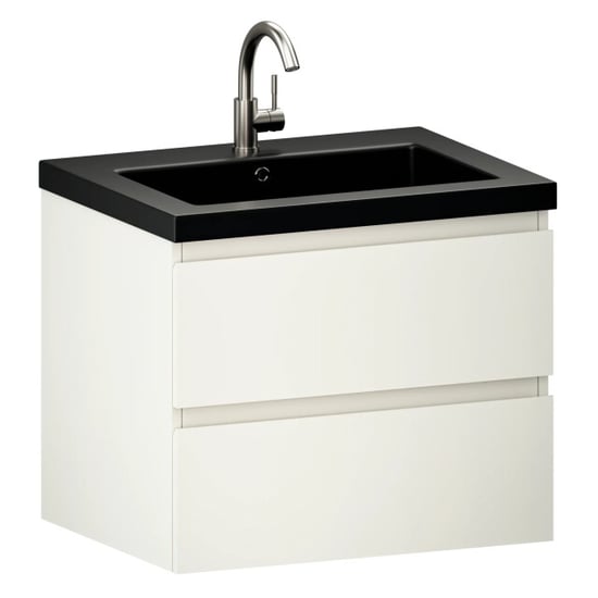 Mirlux Badkamermeubel karo 60cm wit wastafel zwart - Image 6