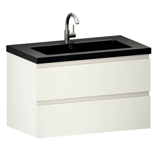 Mirlux Badkamermeubel sova 80cm wit wastafel zwart - Image 3
