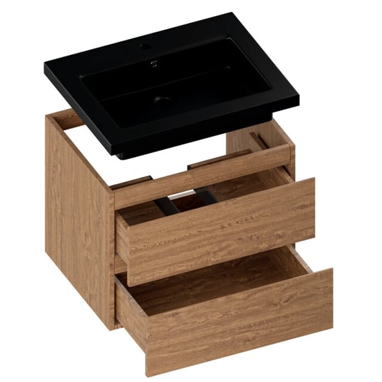 Mirlux Badkamermeubel karo 60cm warm eiken wastafel zwart - Image 6