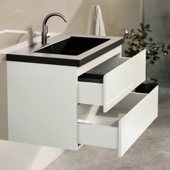 Mirlux Badkamermeubel sova 80cm wit wastafel zwart - Image 4