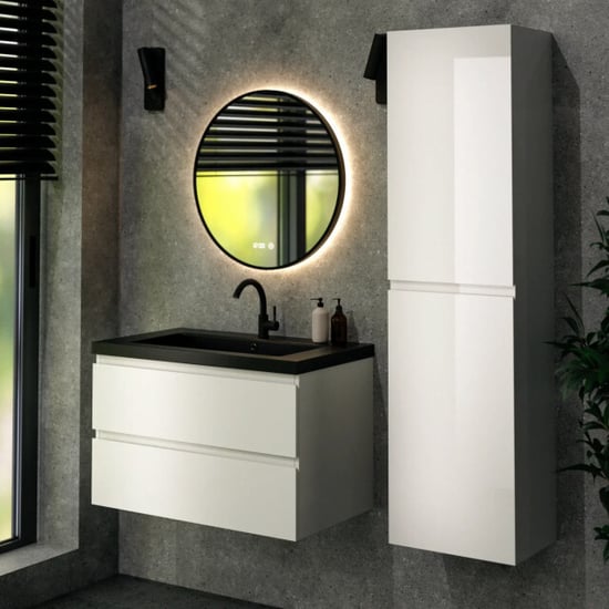 Mirlux Badkamermeubel sova 80cm wit wastafel zwart - Image 6