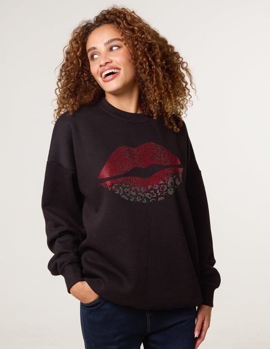 Rhinestone Lips Sweatshirt - Image 1
