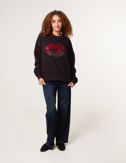 Rhinestone Lips Sweatshirt - Image 3