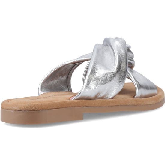 Hush Puppies Amy Breed Passende Leren Dames Zilveren Standaard Sandalen - Image 2