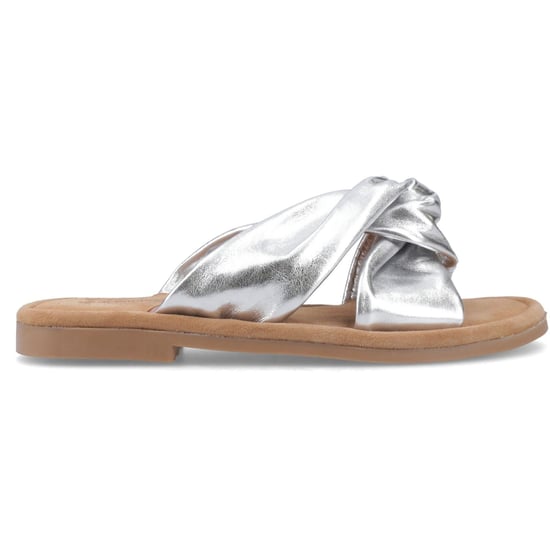Hush Puppies Amy Breed Passende Leren Dames Zilveren Standaard Sandalen - Image 5