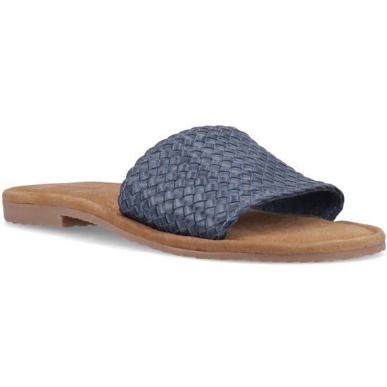 Hush Puppies Hetty Slide Leren Dames Sandalen in Navy Met Brede Pasvorm - Image 1