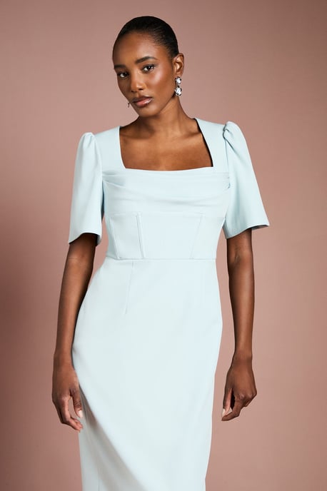 Short Sleeve Corset Pencil Dress - Image 4