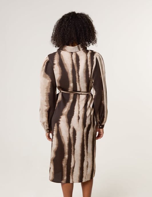 Printed Puff Sleeve Button Through Midi Dress - Image 4