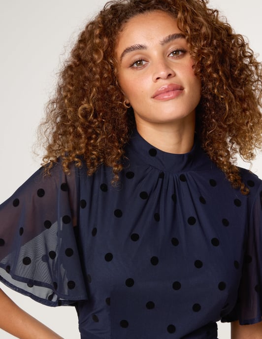 Polka Dot Tie Back Dress - Image 2