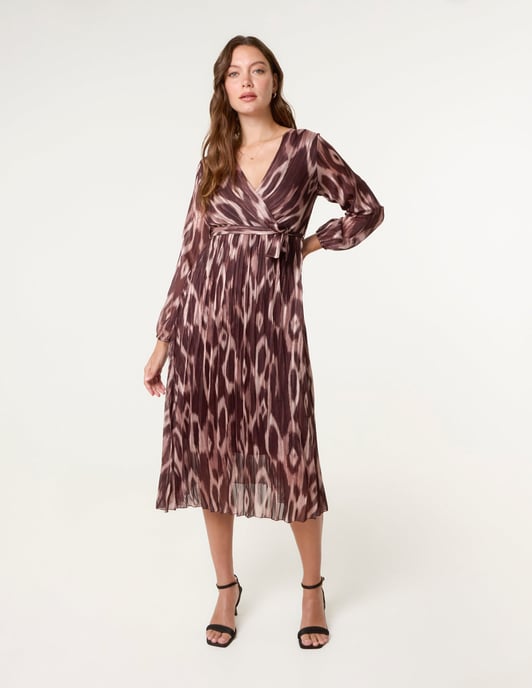 Crossover Metallic Pleated Dress - Image 1