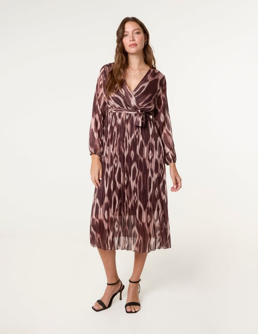 Crossover Metallic Pleated Dress - Image 3