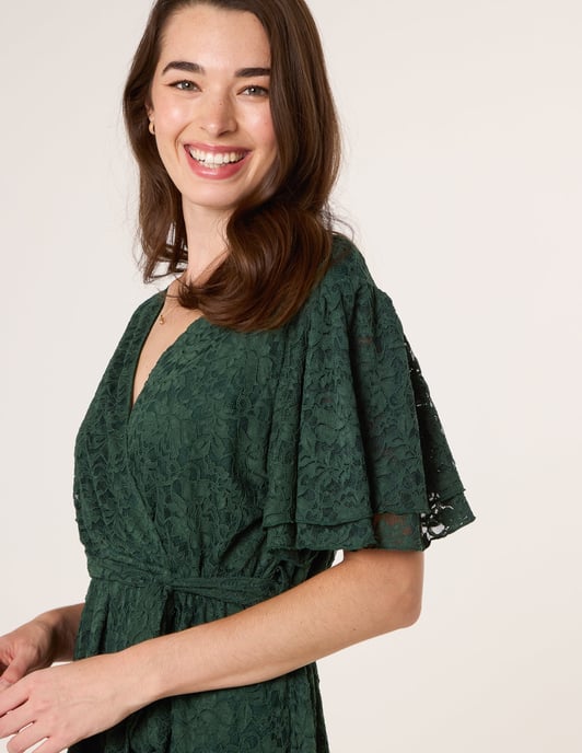 Double Angel Sleeve Lace Midi Dress - Image 2