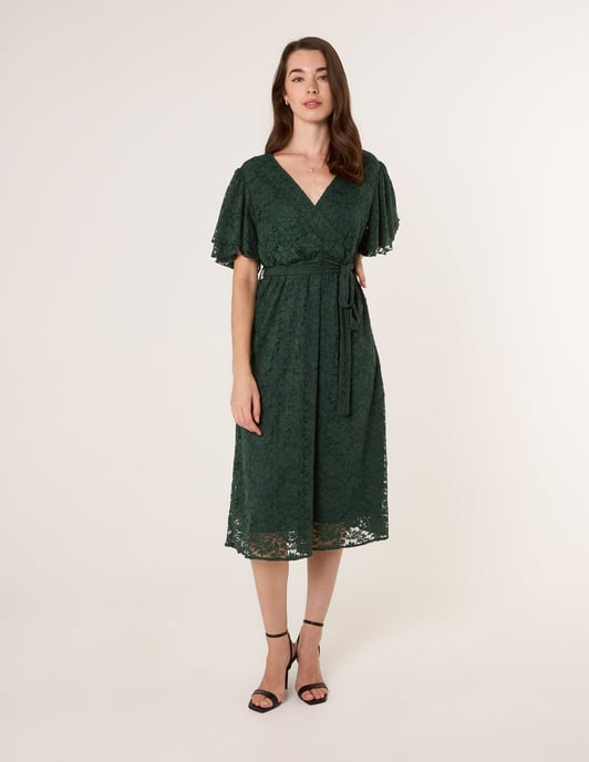 Double Angel Sleeve Lace Midi Dress - Image 3