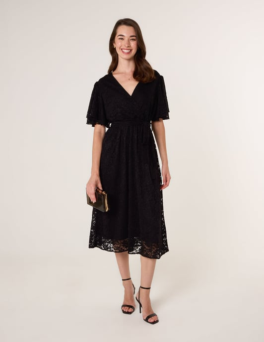 Double Angel Sleeve Lace Midi Dress - Image 3