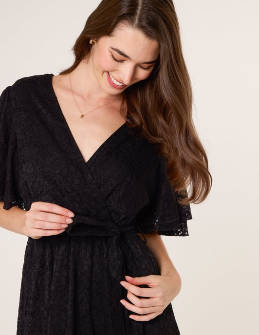Double Angel Sleeve Lace Midi Dress - Image 4
