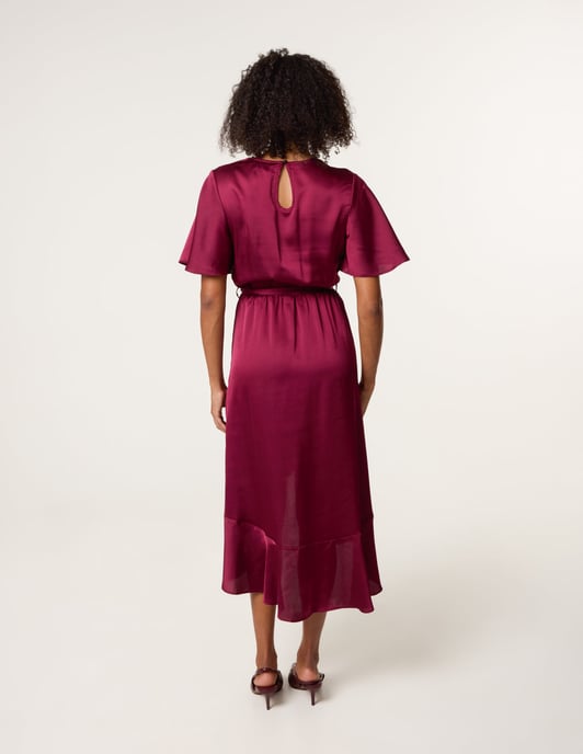 Satin Wrap Frill High To Low Midi Dress - Image 4